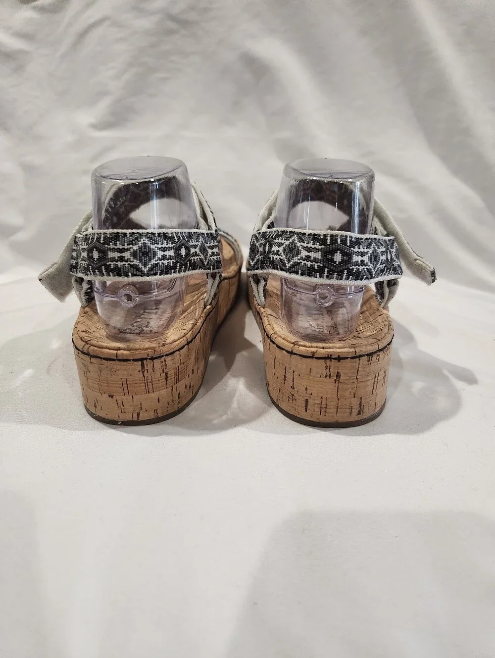 Born Sirena Sporty Black White & Cork Platform Sandals Size 10